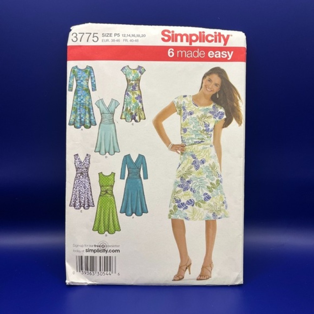 Simplicity 3775 Misses'‎ Knit Dress Sewing Pattern 4 6 8 10 12 14 16 18 20